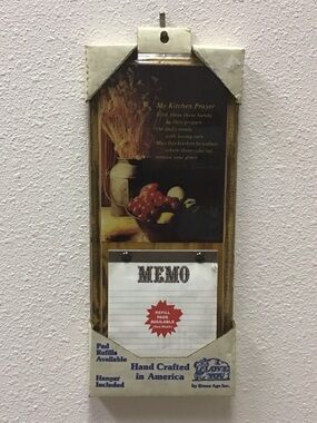 NEW Handcrafted Vintage Kitchen Prayer Wall Sign with Memo Pad